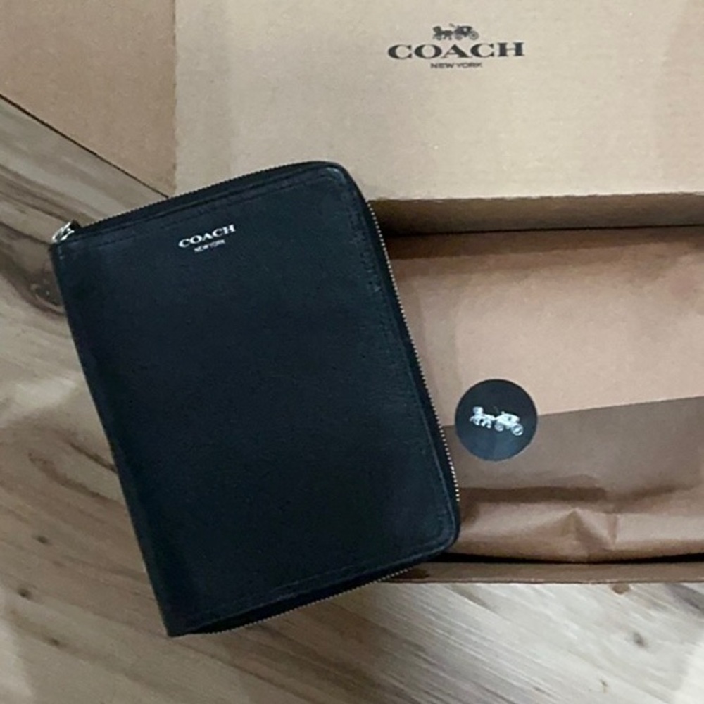 Coach Black Leather Business Portfolio